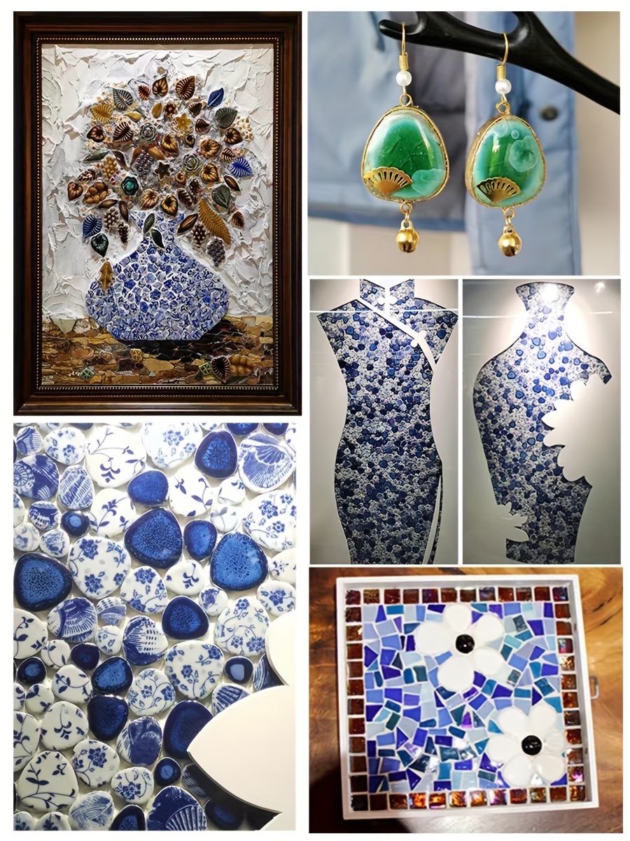 1.1LB Quartz Mosaic Tiles, 3/4" Multi Color Mosaic Pieces