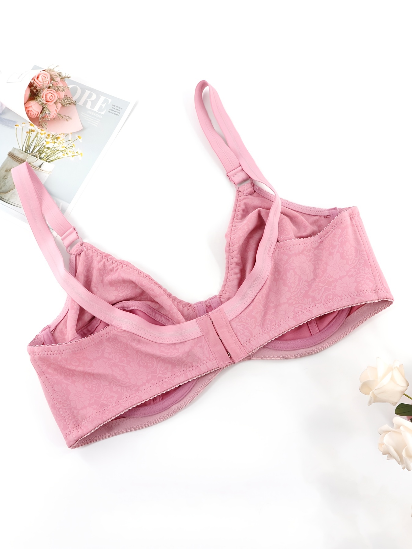 Women Solid Color Casual Wirelss Bra Front Button Wireless Cotton Comfort  Bra Pink Grey Nude plus