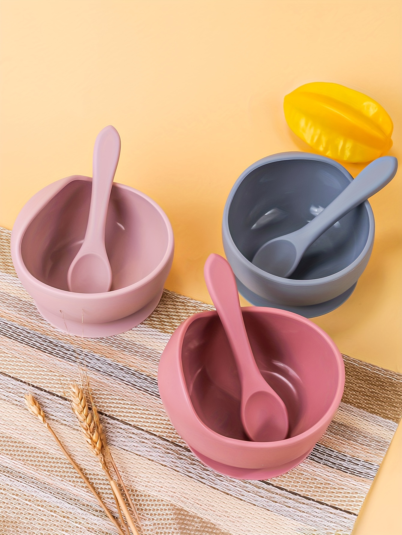 tyry hu customized name   customized   with suction 2pcs silicone bowl and spoon set bpa free self feeding utensils details 2