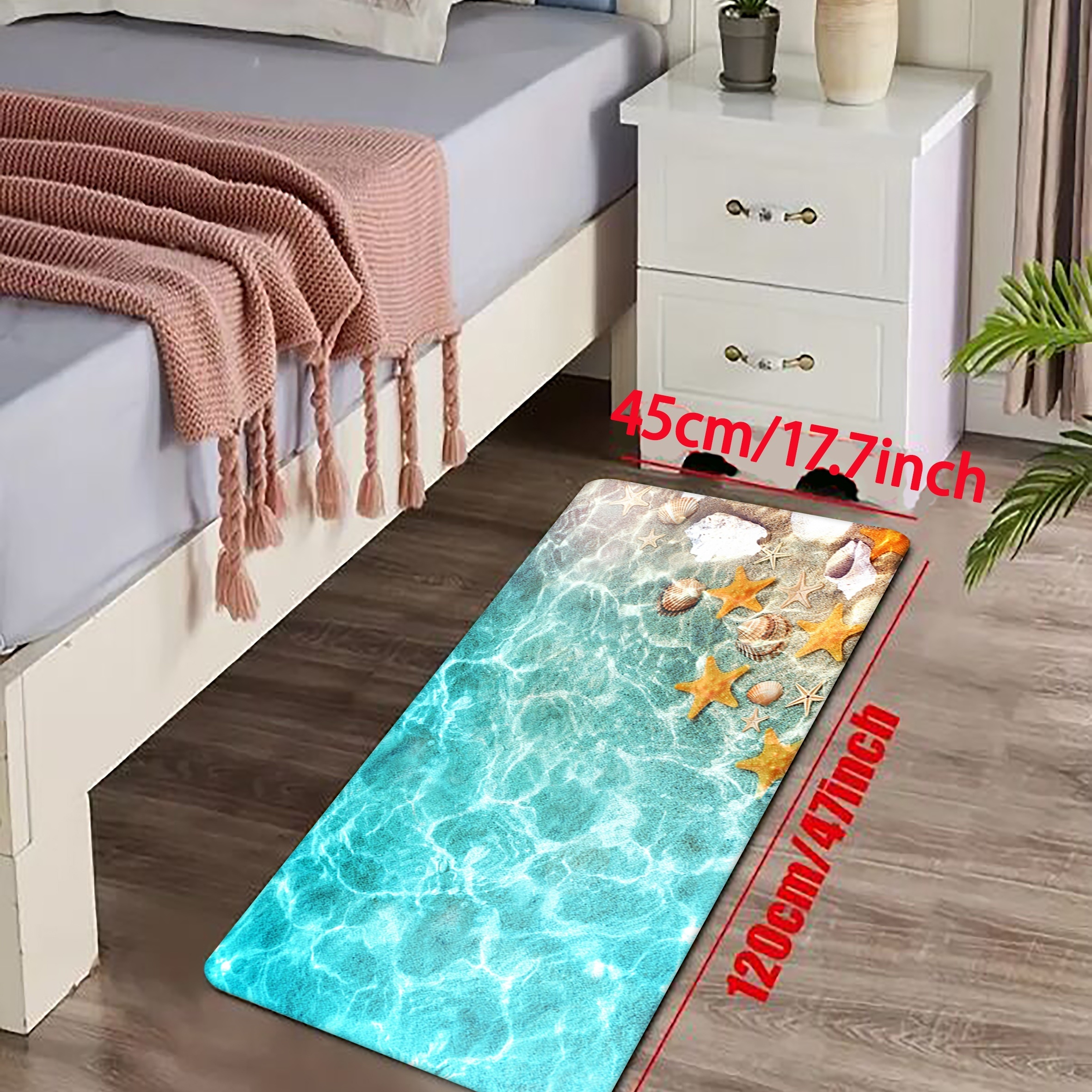 Soft Oil-proof Kitchen Rug, Starfish Print Kitchen Floor Mat Bath