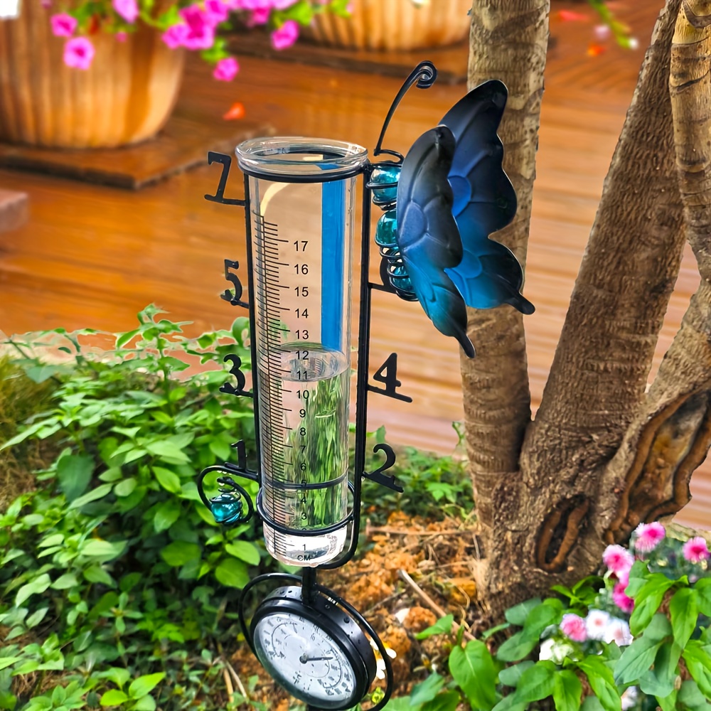 Garden Rain Gauge & Thermometer