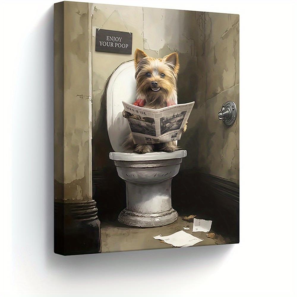 Inodoro Para Perros Perro Pequeño Sentado En El Inodoro En El Baño
