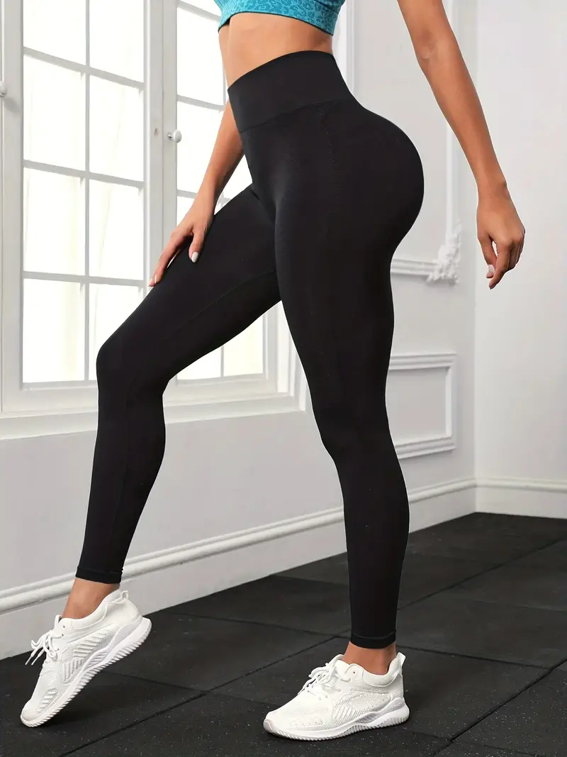 Leggings Negros Yoga Cintura Alta Bolsillo Mujer Pantalones - Temu