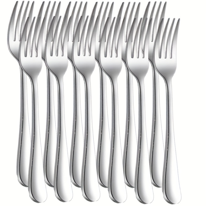 Juego de 16 tenedores de acero inoxidable de calidad alimentaria, tenedores  de mesa, 8 pulgadas (20.32 cm), acabado espejo y apto para lavavajillas
