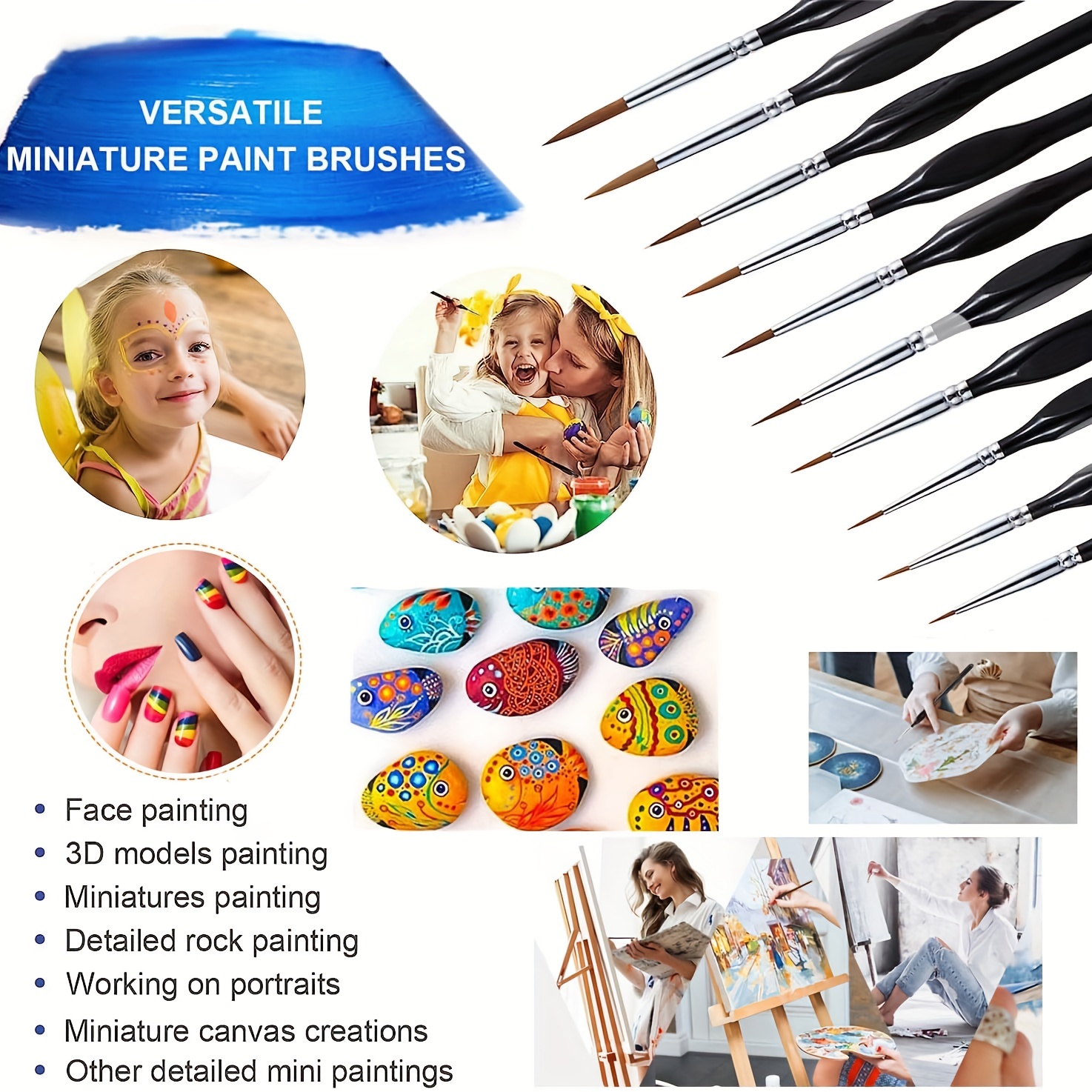 11pcs Miniature Fine Detail Paint Brushes Set Mini Paint Brushes for Oil  Watercolor Painting Acrylic Model Painting Nail Drawing