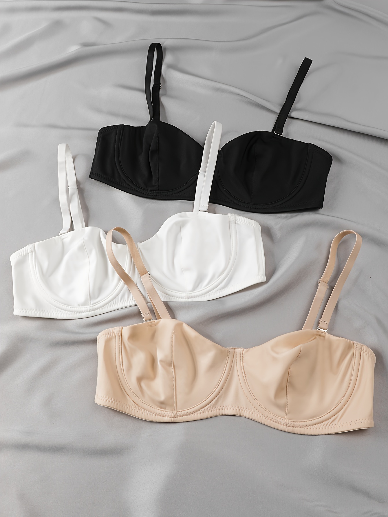 H&M+ 2-pack padded cotton bras - Sand/Black - Ladies