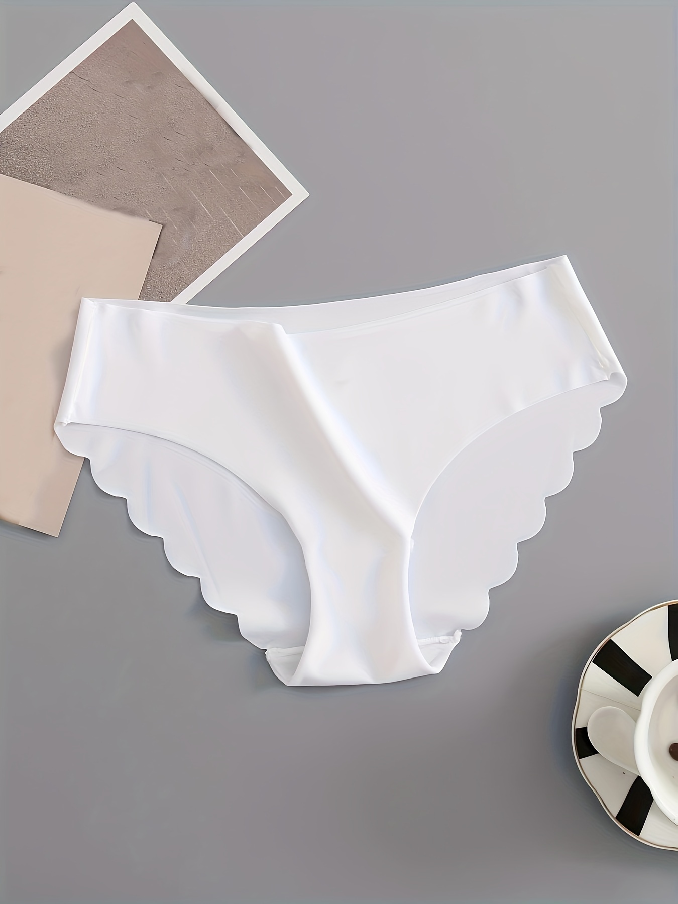 Women Seamless Panties Slip Silk Satin Underwear Woman Ruffle