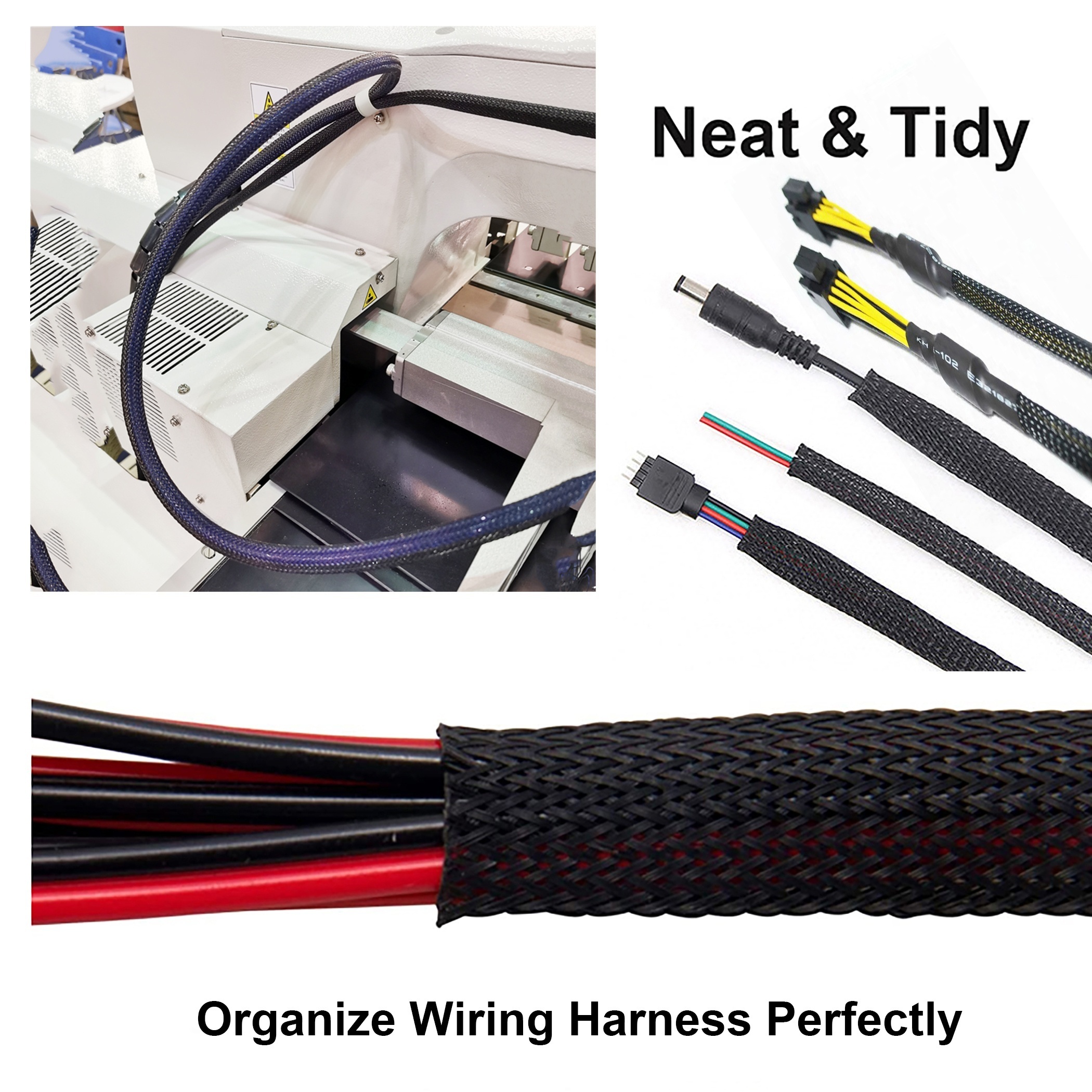 Organize Cables Pet Flexible Braided Cable Sleeve Electrical