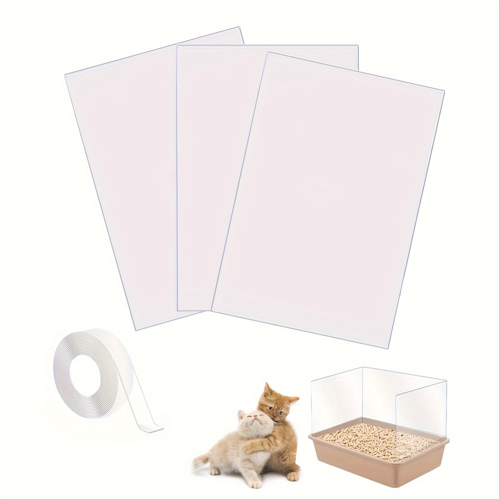 Cat Litter Box Pee Shields Transparent Easy Clean Litter Box - Temu