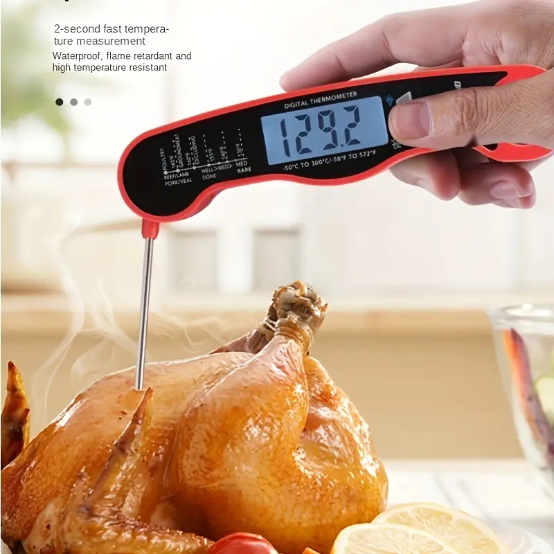 Red Digital Meat Thermometer - Instant Read, Waterproof, Backlight, Magnet  Calibration - Perfect for Kitchen, BBQ, Grill & Outdoor Cooking!