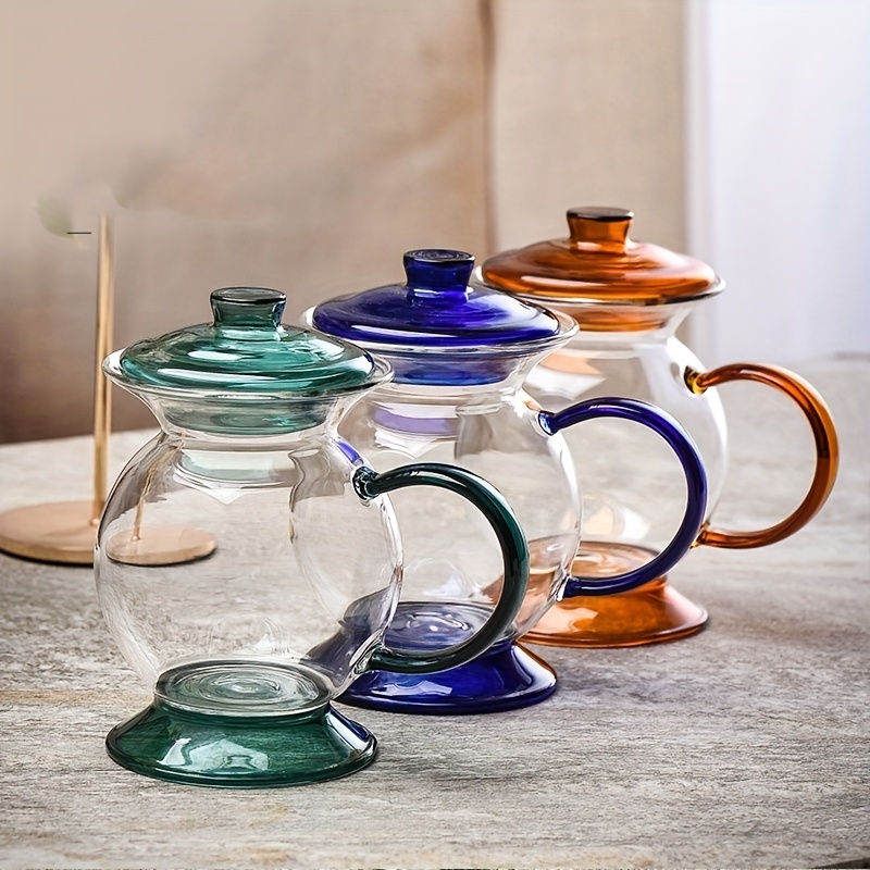 Glass Water Cup With Handle Embossed Glass Coffee Cups Heat - Temu