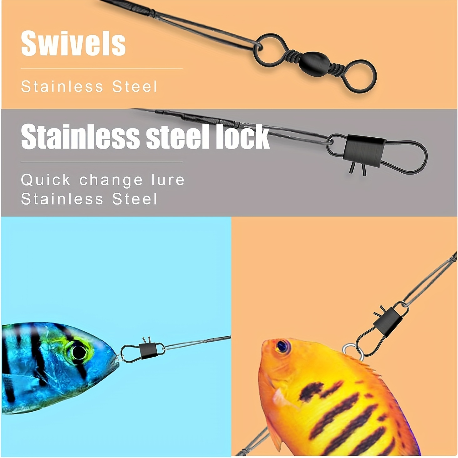 30pcs Fishing Tackle Leaders, Fishing Leaders Line For Saltwater And  Freshwater, Stainless Steel Wire With Swivel Snaps