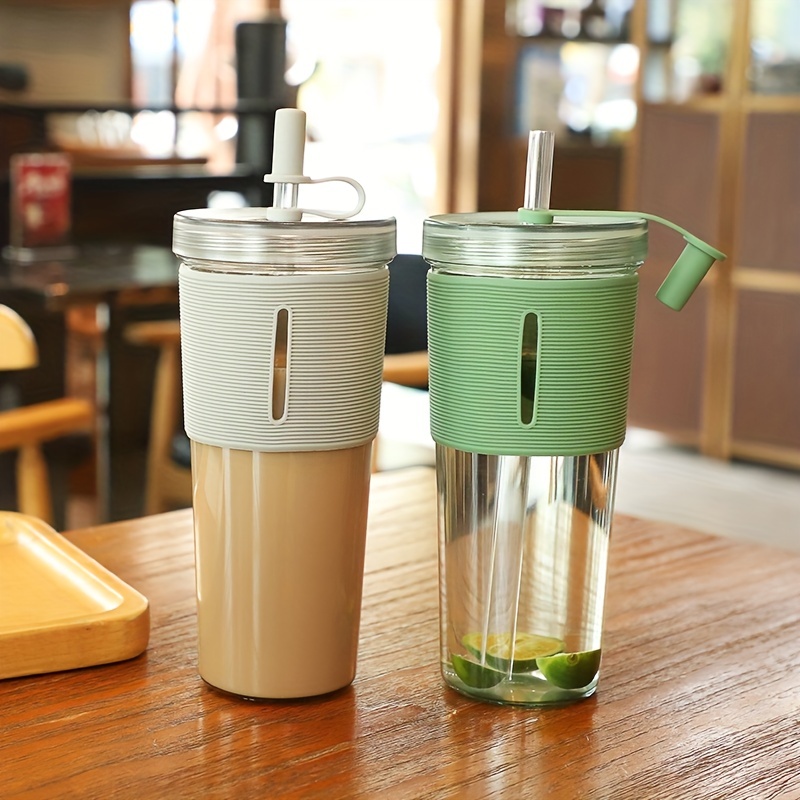 Travel Coffee Mug With Lid And Straw, Heat Resistant Plastic