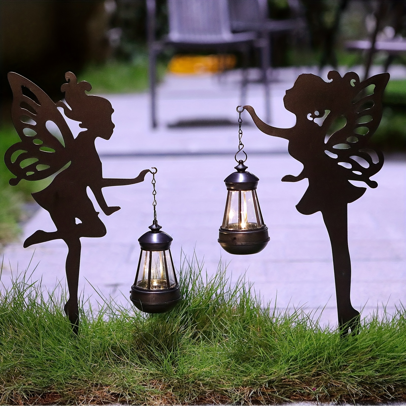 

2pcs Solar Iron Fairy Lantern Lamp, Villa Garden Garden Lawn Landscaping Lamp, Atmosphere Lamp, Waterproof Decorative Outdoor Courtyard Lamp