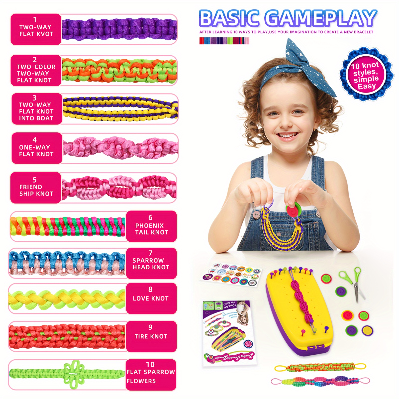 Cool DIY Craft Kits Toys for 6 7 8 9 10 11 12 Years Old Girls, Friendship Bracelet Making Kit, Bracelet String and Travel Activities, Birthday Gifts