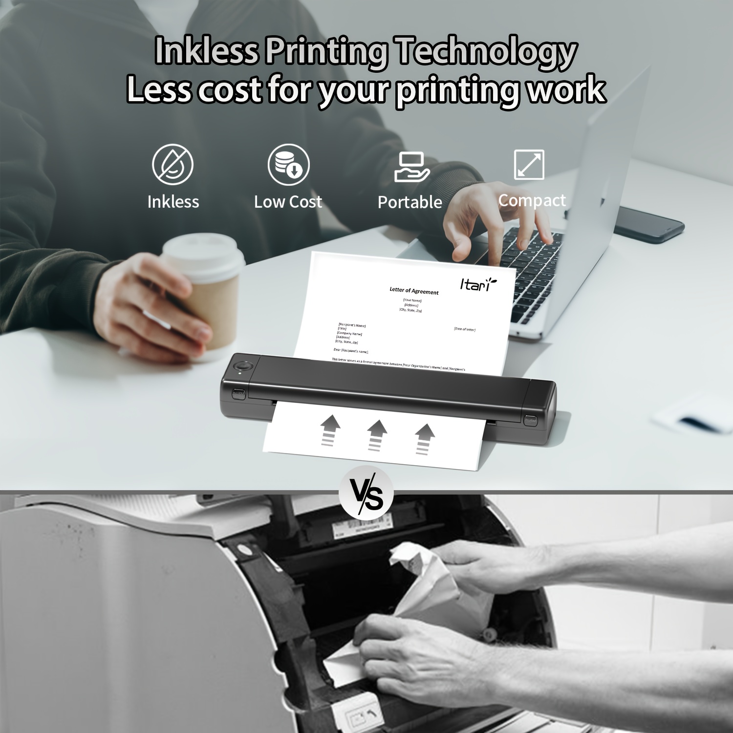 Imprimantes portables sans fil pour voyage, imprimante thermique de pochoir  de tatouage pour bureau, maison, entreprise, imprimante compacte Bluetooth