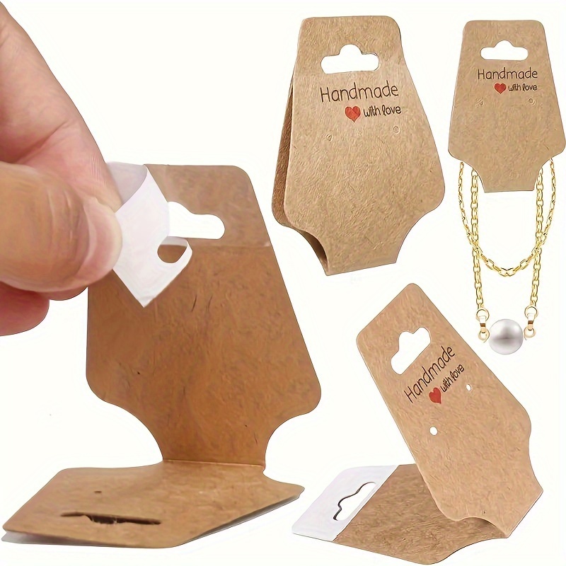 Earrings Display Holder Card Set Brown Kraft Paper Cards - Temu