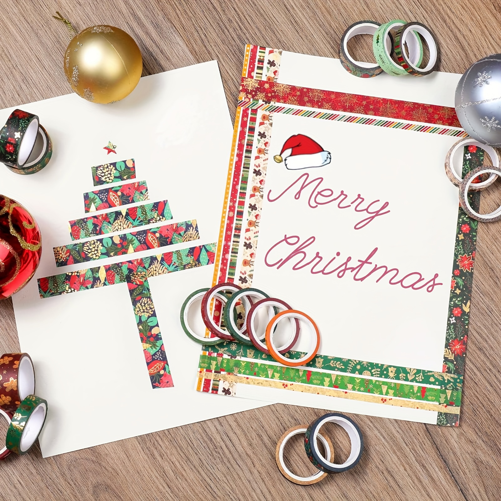 16 Rolls Christmas Washi Tape - Golden Foil Holiday Washi Tape Set For  Bullet Journal, Scrapbook, DIY Crafts, Xmas Gift Packaging