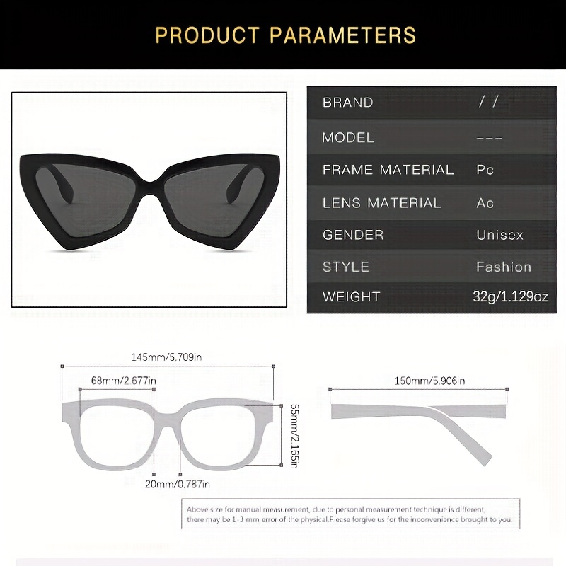 Y2K Triangle Cat Eye Sunglasses UV400 Sun Shades