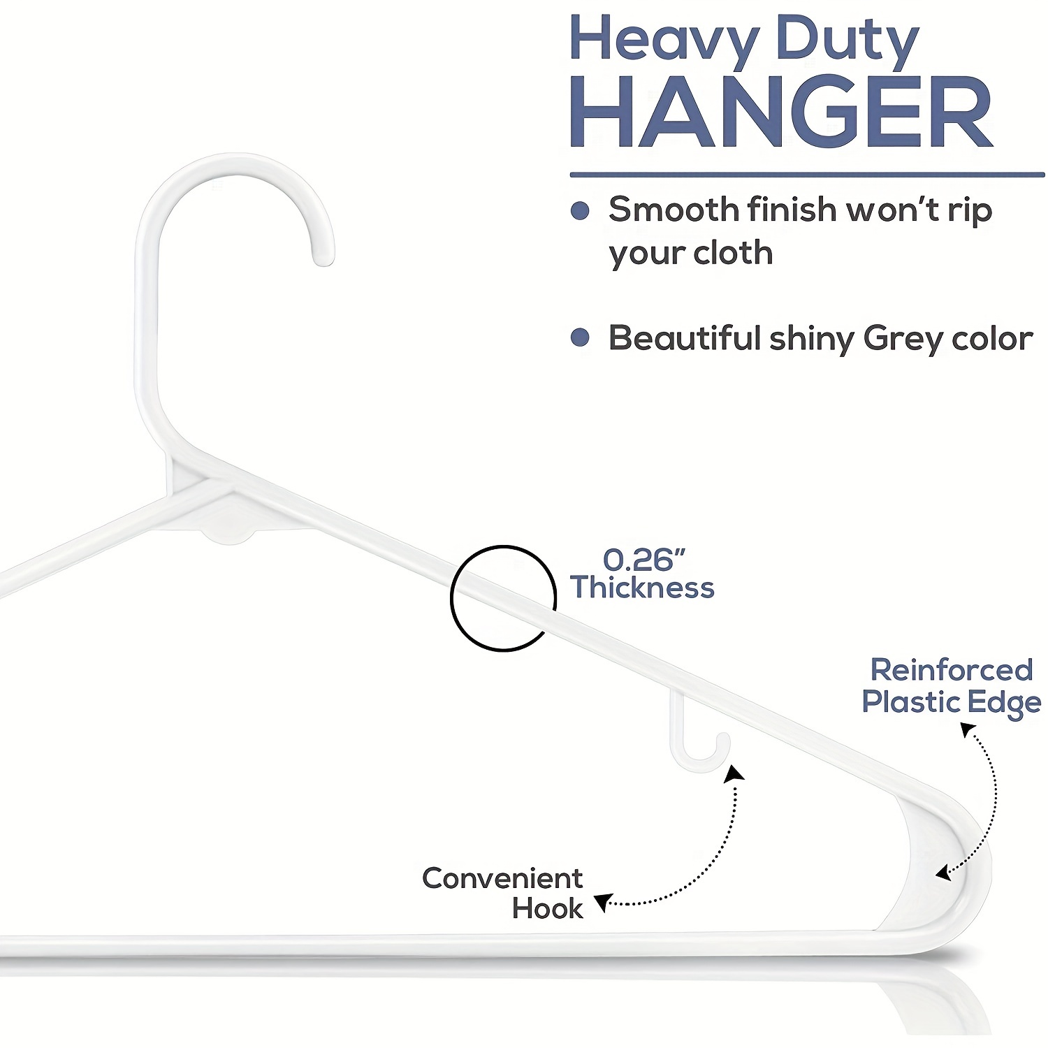 Quality White Hangers 10-Pack - Super Heavy Duty Plastic Clothes Hanger -  Thick