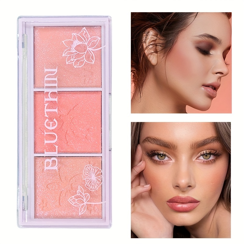 

Three-color Blush: Rouge Contour Blush Lightweight Natural Nude Makeup Daily Use Pearlescent 3 In 1 Blush Palette