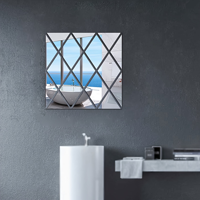 17Pcs 50CM Diamond Acrylic Mirror Wall Sticker Adhesive Decal DIY Home Art  Decor