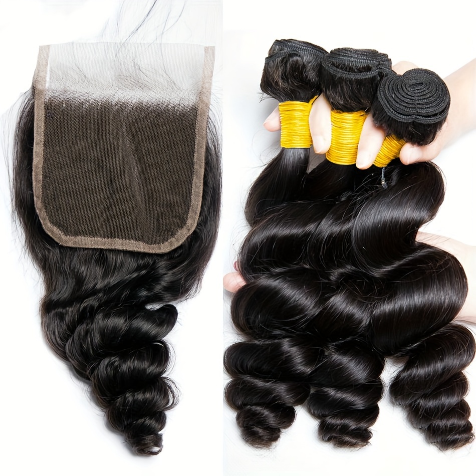 Loose Deep Wave Bundles with Closure 100% Unprocessed Virgin Human