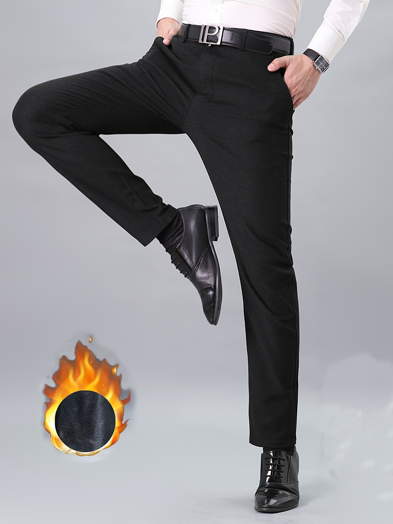 Dark gray stretch suit pants