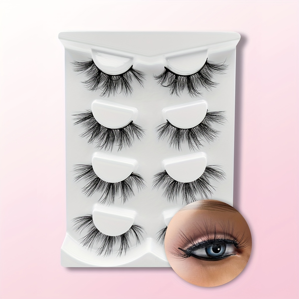 4 Pairs 3D Thick Mink False Eyelashes Natural Cross Messy Volume Lashes