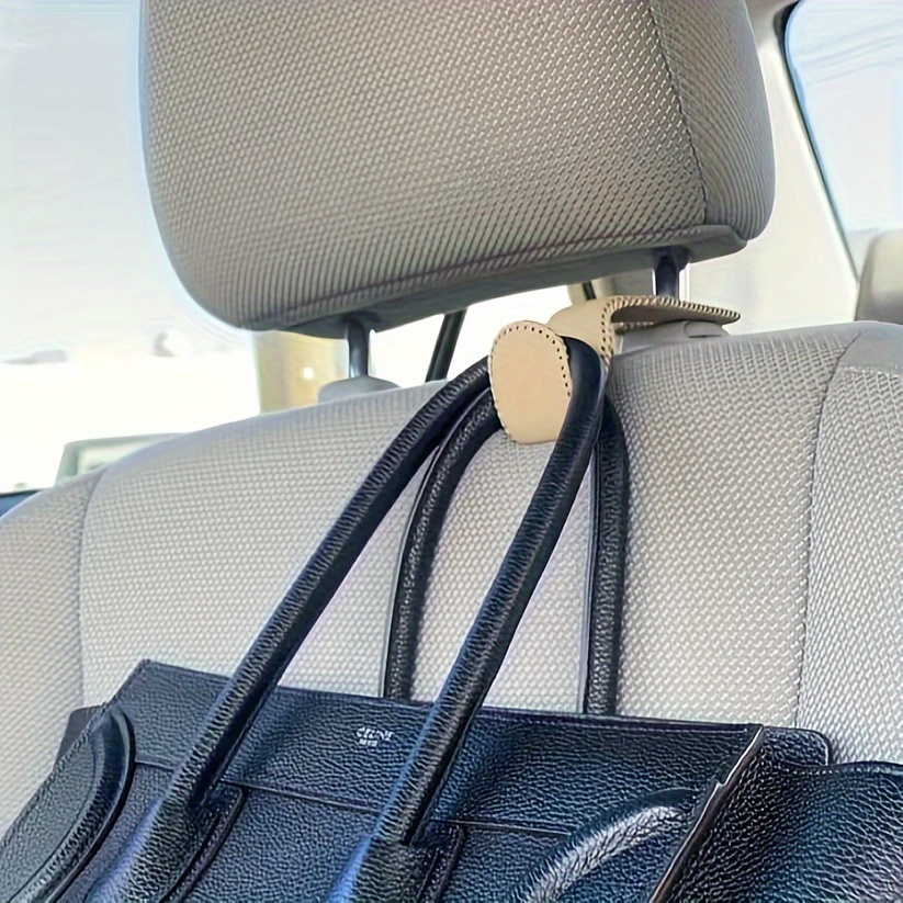 Car Headrest Hooks Faux Leather Wraped Car Organizer Holder - Temu