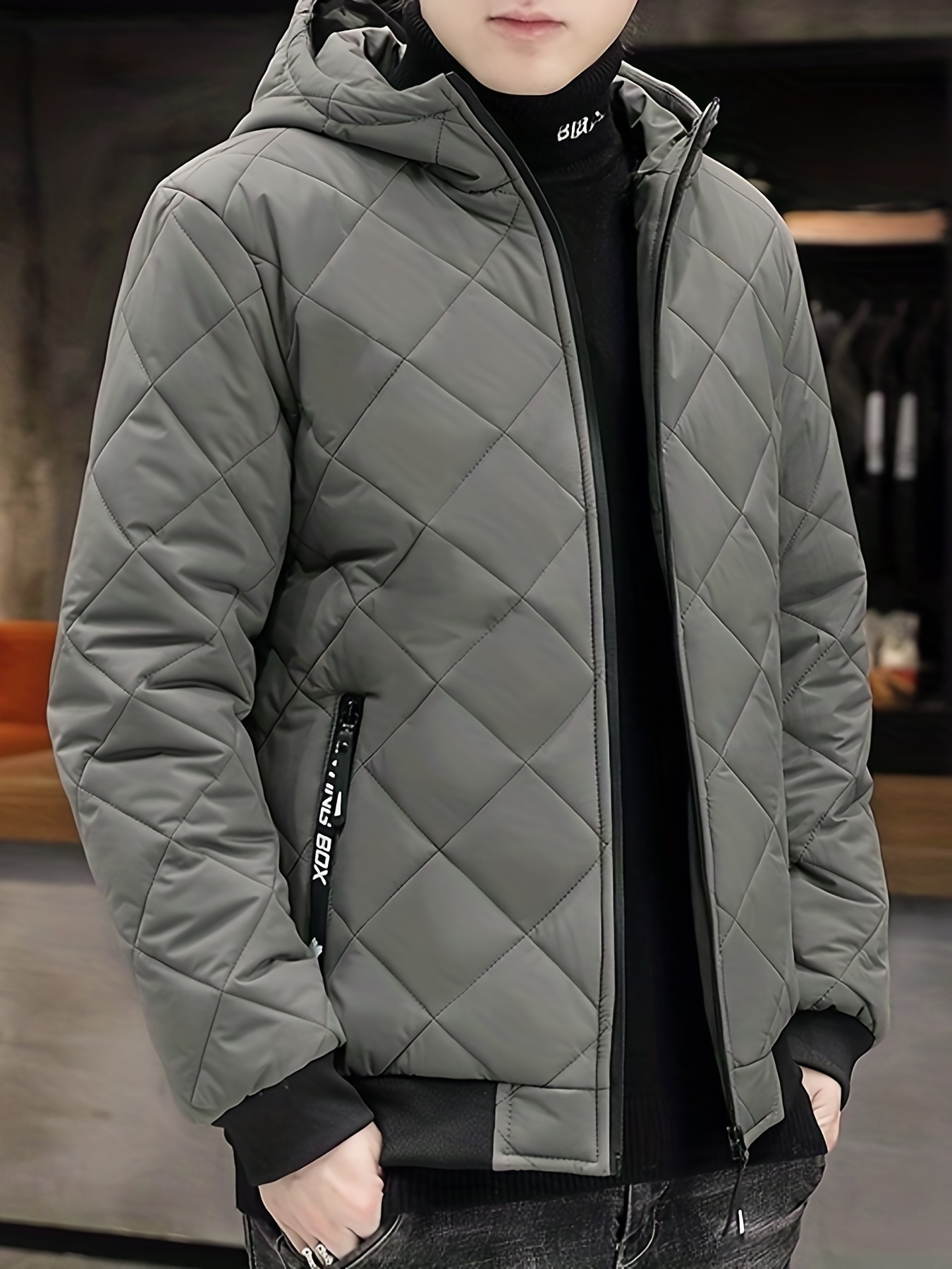 Men's Trendy Hooded Jacket Quick Dry Geometry Pattern Zip - Temu