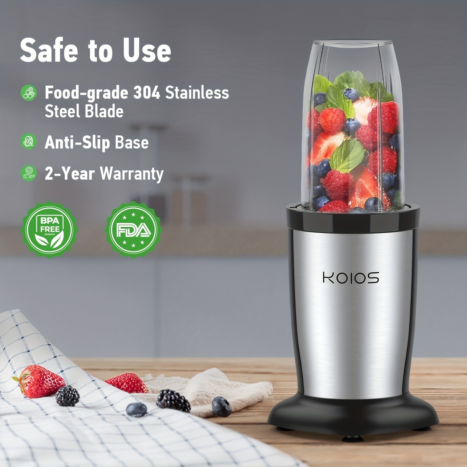 Koios Bullet Personal Blender For Shakes And Smoothies, Protein Drinks, Portable  Blender For Kitchen With Ultra Smooth 6-edge Blade, Coffee Grinder For  Beans, Nuts, Spices - Temu
