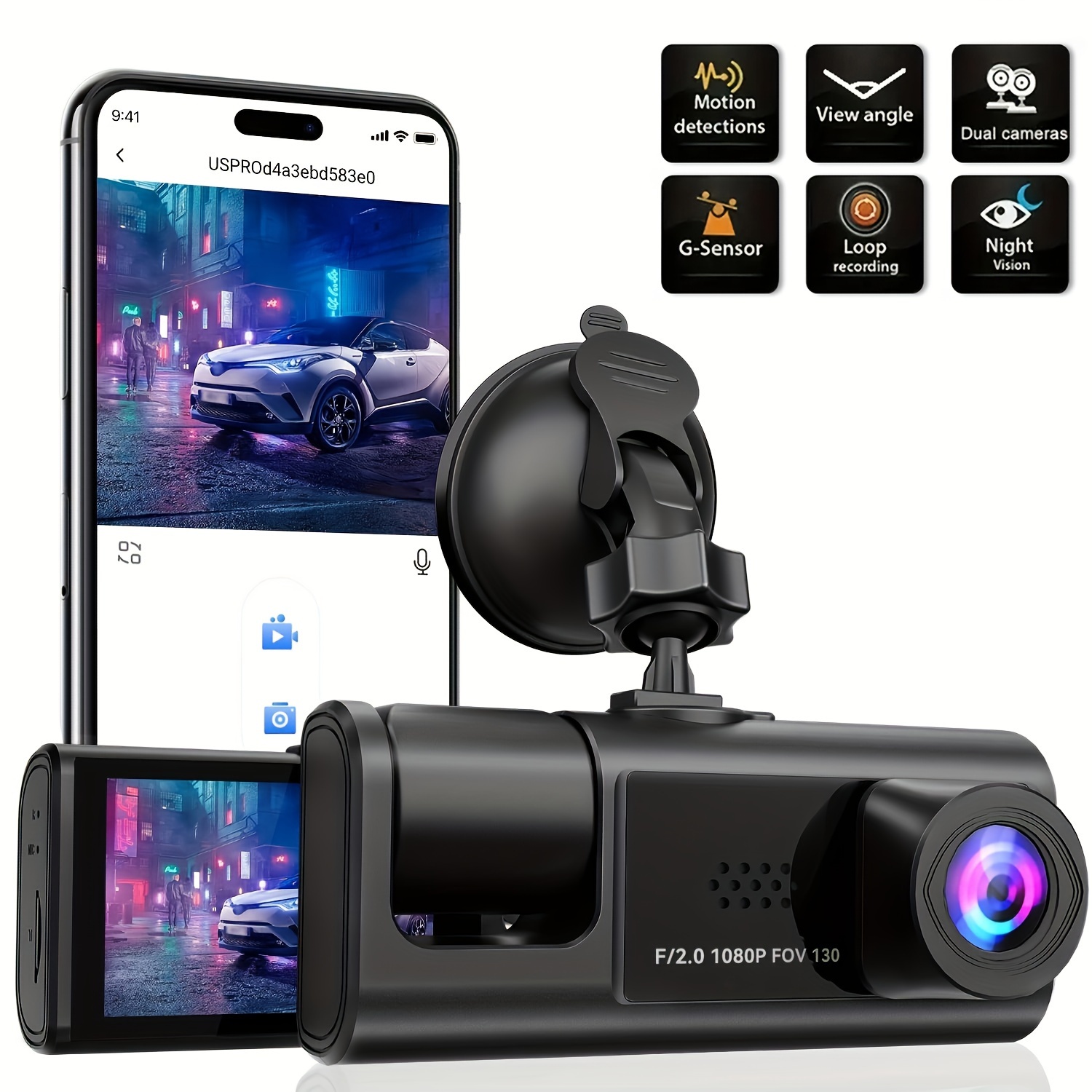 4 Channel Wifi Dash Cam 1080P HD Driving Recorder G-Sensor Car Front+Rear  Camera