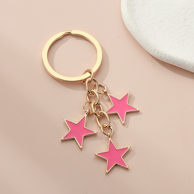 Pink/Light Gold Heart Shaped Split Key Rings Metal Key Rings Key