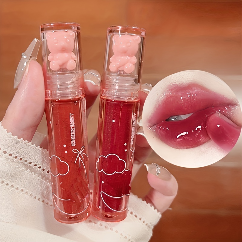 

6 Color Lip Glaze, Cute Little Bear, Mirror Gloss, Jelly Lips With Sparkling Light Dew Water, Long-lasting Stain Resistant Transparent Film Forming Lip Gloss, Full Lip Color Valentine's Day Gifts