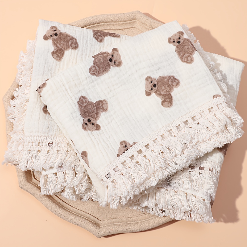 Couverture épaisse mousseline de coton ourson – Amour De Bébé