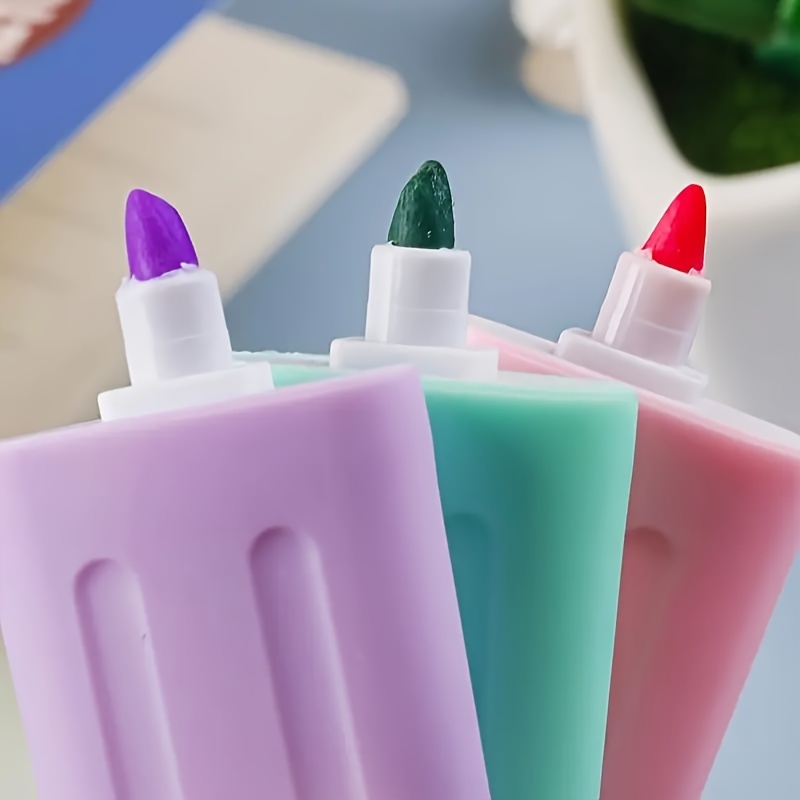 

6 mini sucettes glacées en stylos fluorescents colorés, ensemble de d'apprentissage pour journal de peinture graffiti