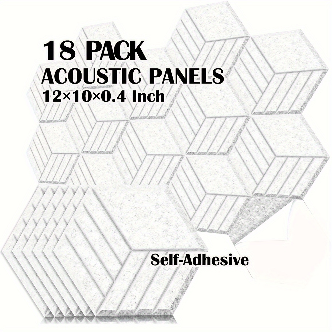 Pack da 12 pannelli acustici autoadesivi, 14 pannelli fonoassorbenti da 12  x 0,4 pollici, fonoassorbenti esagonali