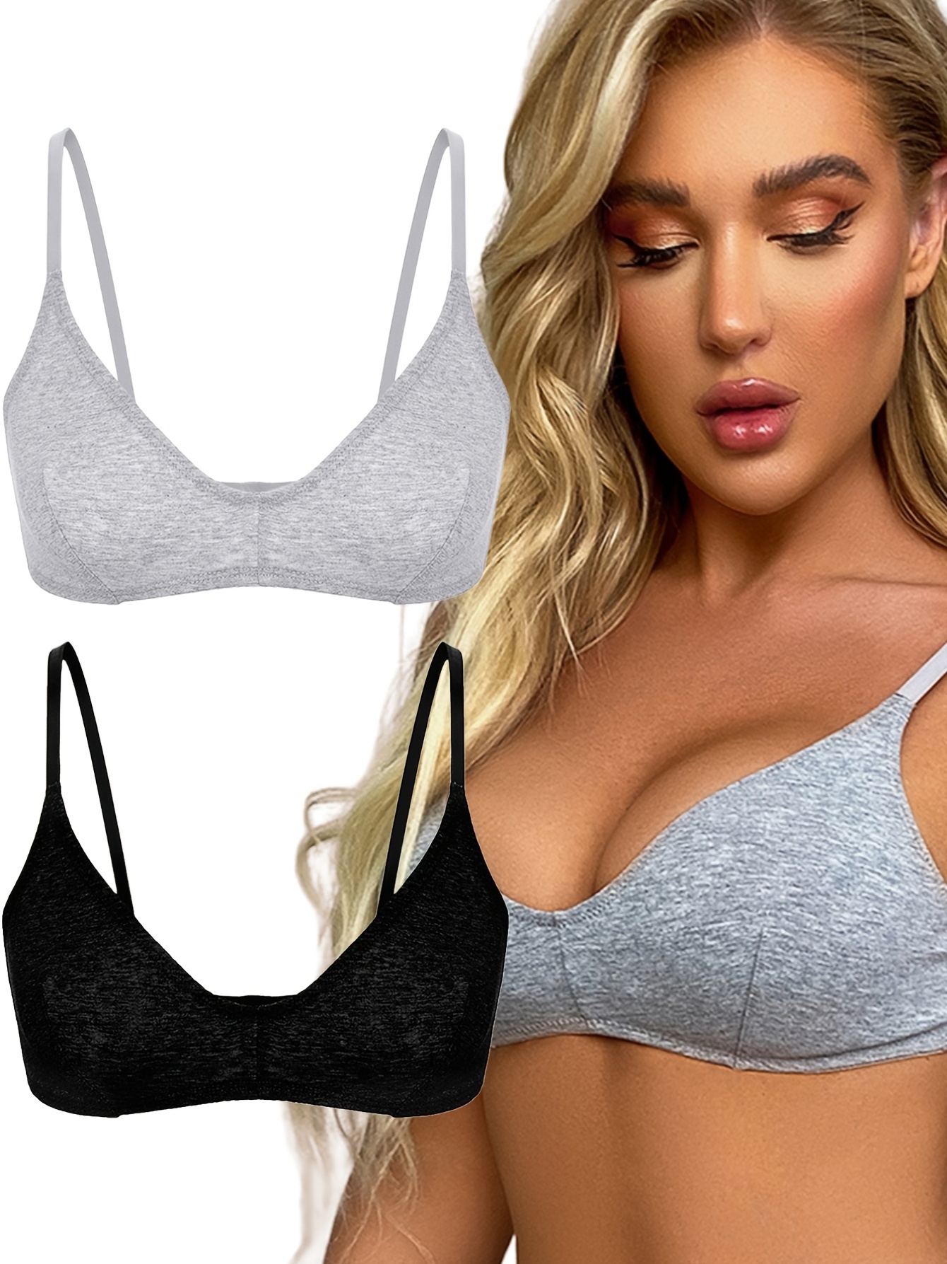 INTIMA French Triangle Lace Bra Set For Women Wireless Push Up Underwear Ultra  Thin Cup Seamless Bralette Lingerie Deep V Breasts Show Small Bra and  Panties Set