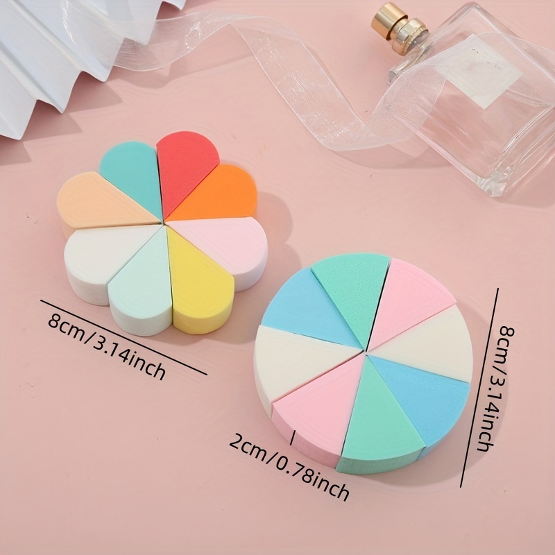 8pcs Mini Makeup Sponges Soft Triangle Shape Contouring Corners Plum Blossom