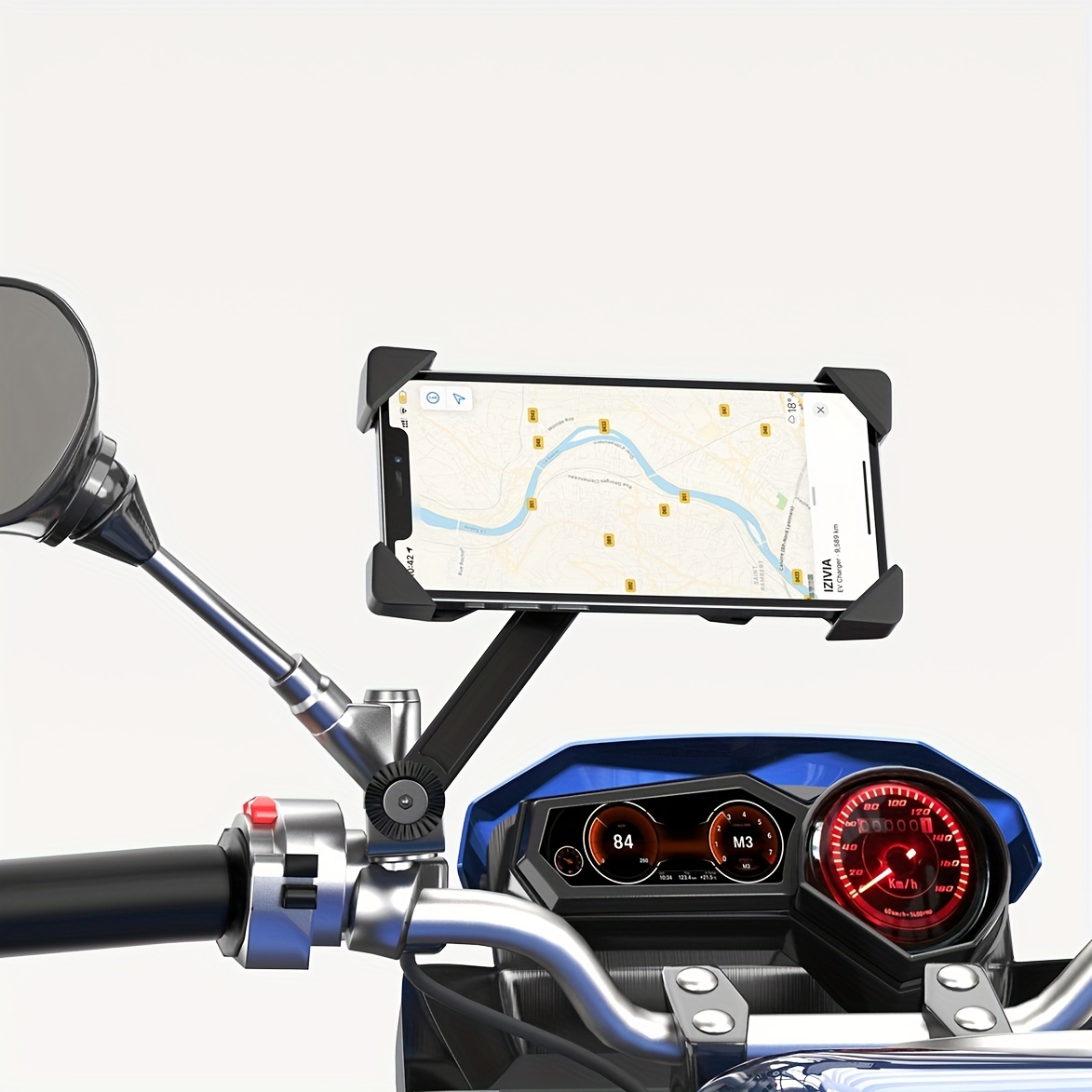 Grefay Support Téléphone Moto Support de Guidon pour Téléphone de Moto  Rétroviseur【2 Méthodes de Connexion + Démontage Rapide 1S】 avec Rotation à  360 pour Smartphone de 4,0 à 7,0 Pouces : : High-Tech