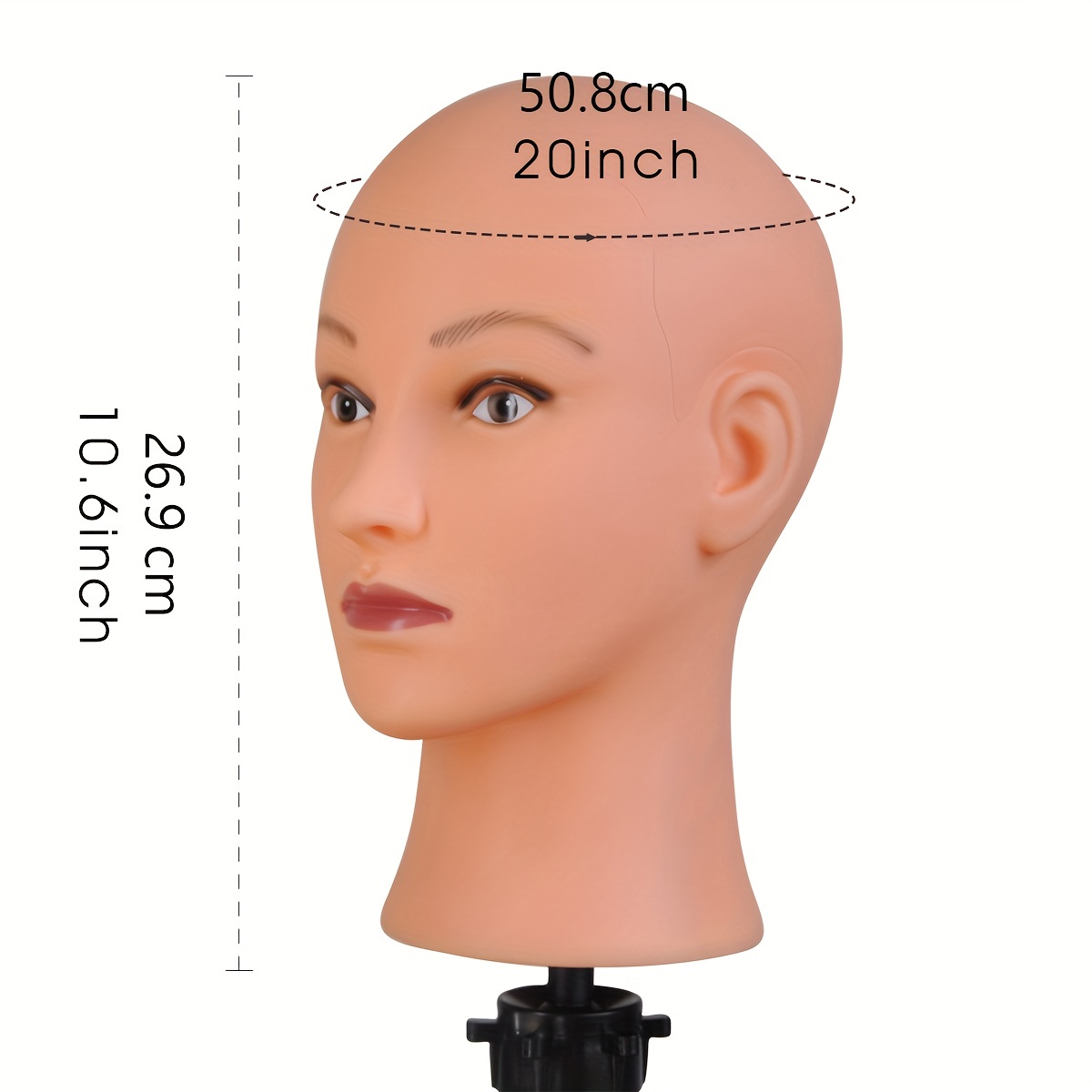 PVC Female Bald Mannequin Head Model Cosmetology Wig Hat Glasses With Clamp