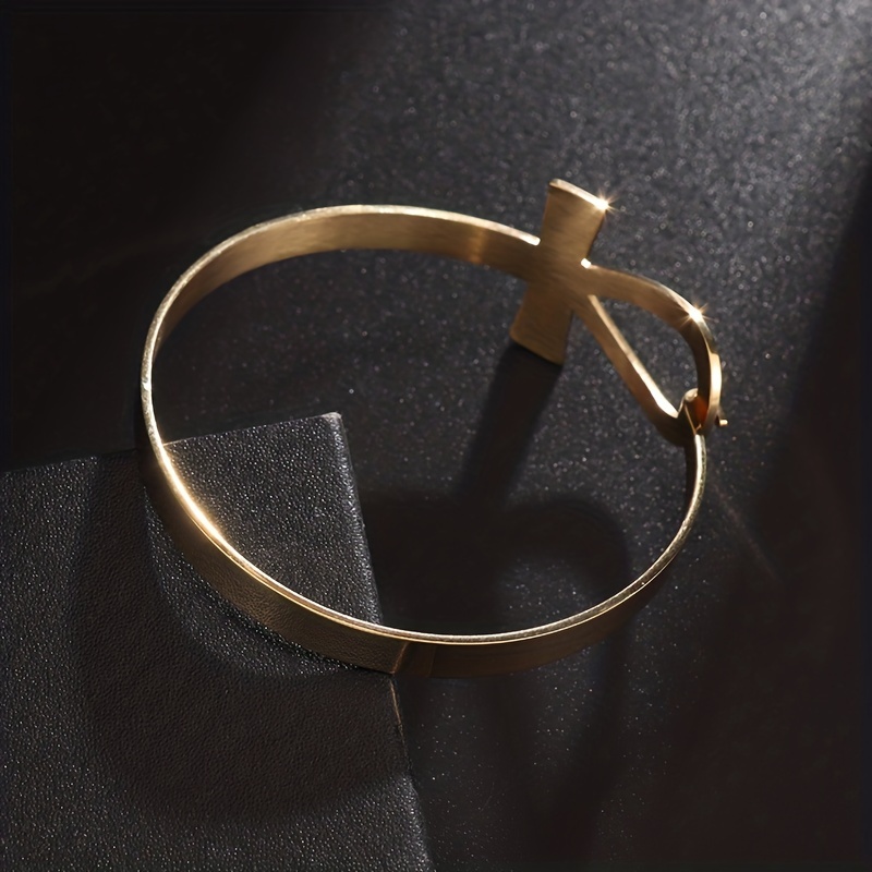 Stainless Steel Cross Bangle - Party Rock Bangle for Men and Women