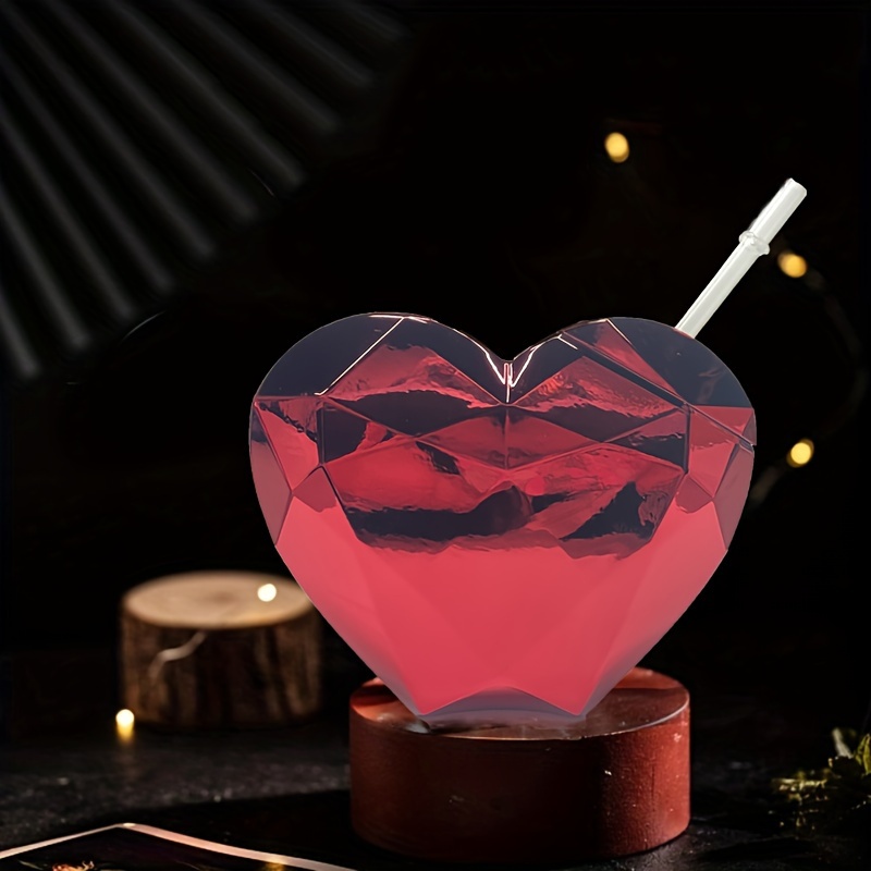 RED DISCO HEART TUMBLER WITH STRAW