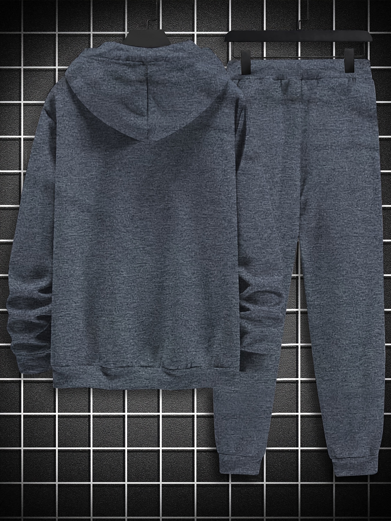 Spring Autumn Black Gray Men's Hooded Tracksuit Plus Size Zip Up Hoodies+ Pants 2 Piece Set Men Cotton Sweat Suits at  Men's Clothing store