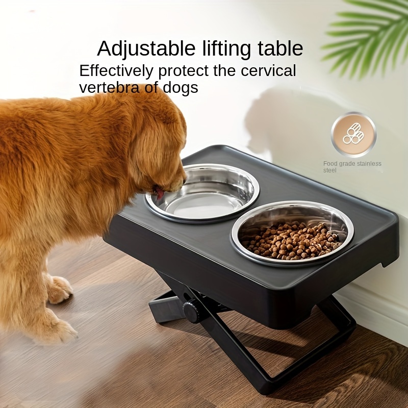 Dog Elevated Food Water Feeders Adjustable Height Dog Double Bowls