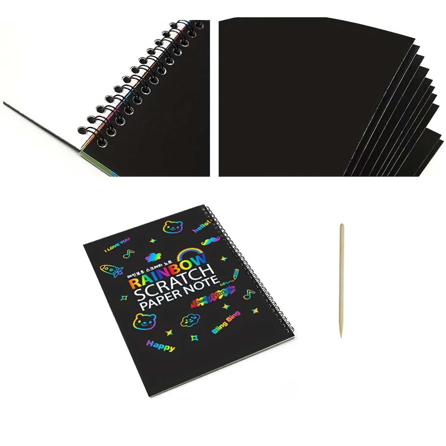 Rainbow Scratch Notebook for Kids - 10 Pack Magic Scratch Paper Bulk Black  Art P