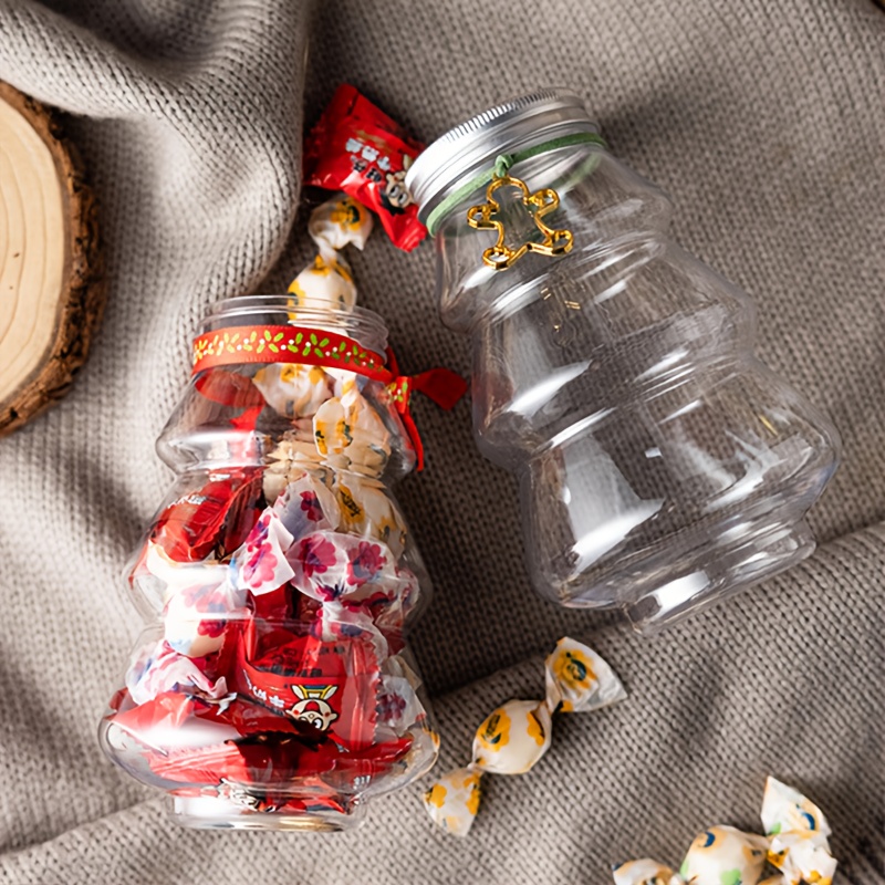 2pcs/6pcs Christmas Candy Jar, Christmas Tree Shape Biscuits Bottle,  Plastic Christmas Tree Sweet Jars, Sealed Jar, Tea Bottle, Snack Storage  Jar, Foo