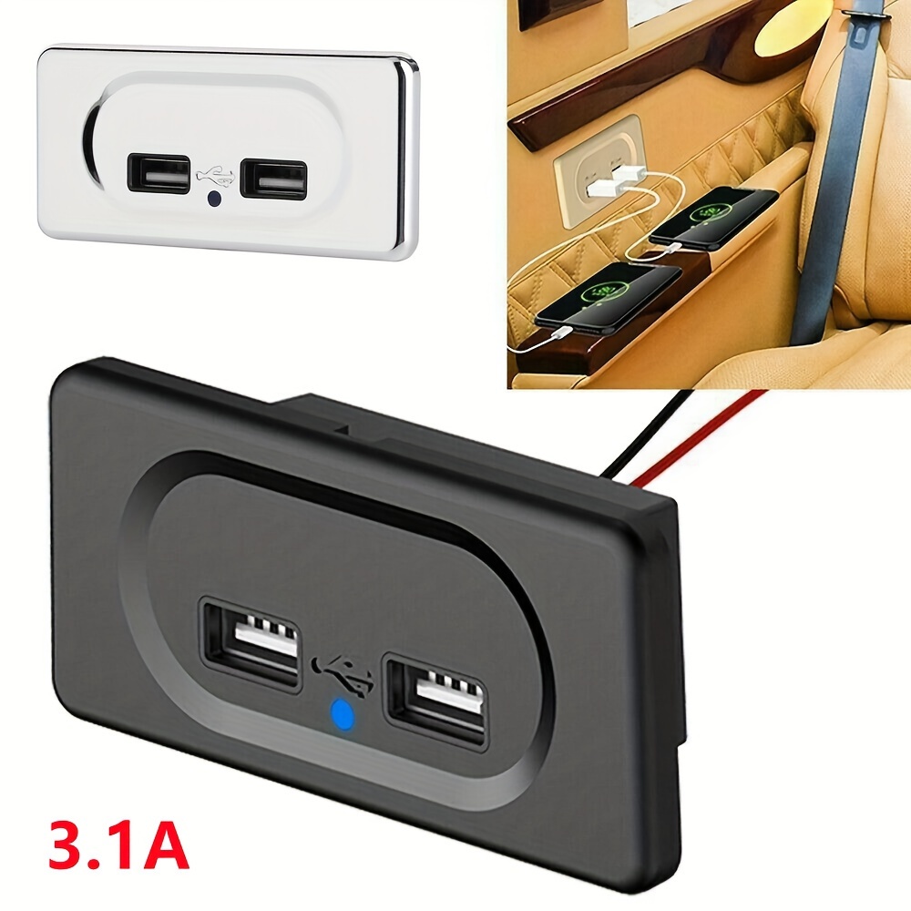 

3.1a 12 V Dual Usb Port Fast Charger Socket Power Outlet Panel Motorcycle Car Rv