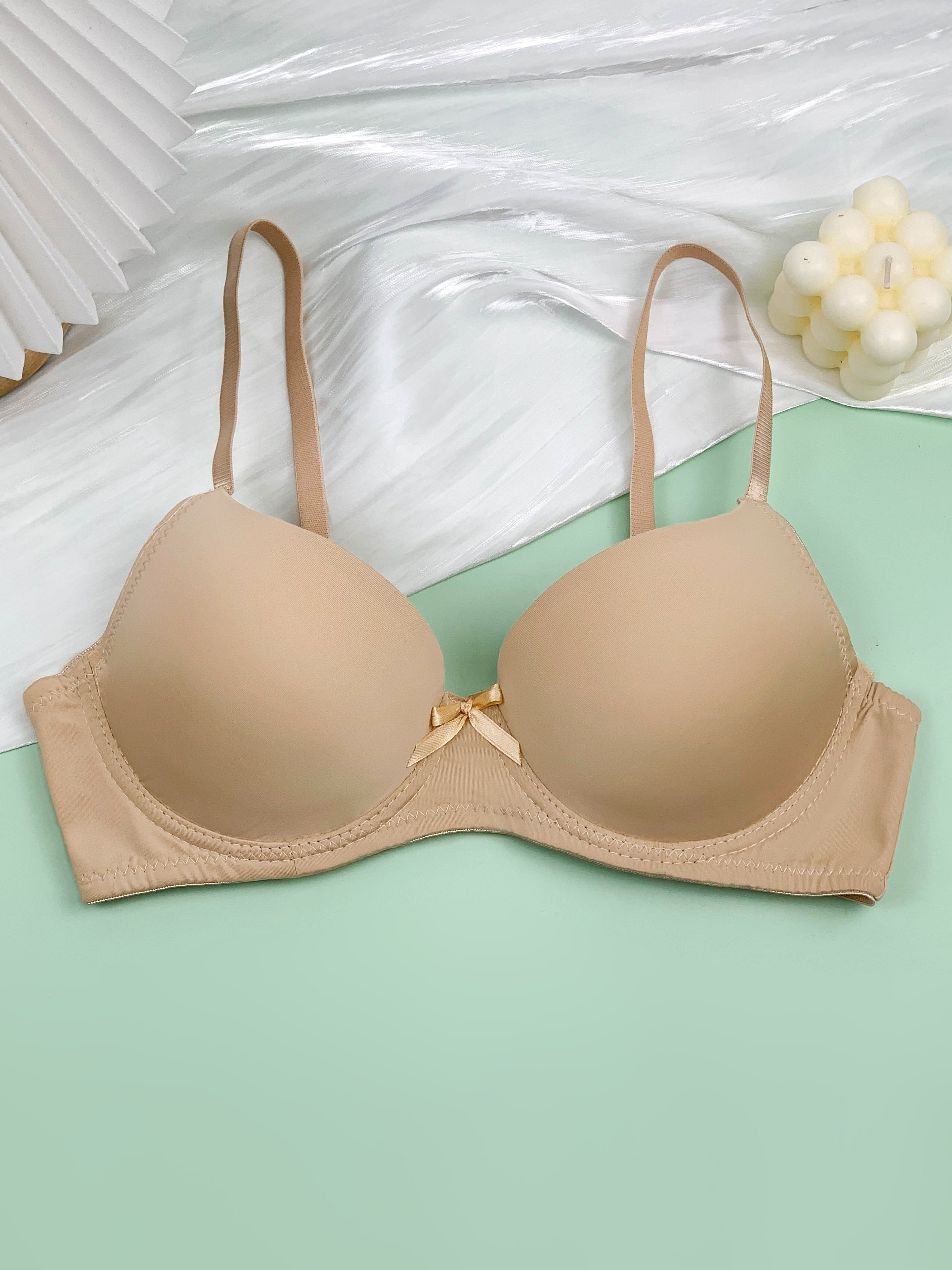 Bras 36c Women Stretchy Ultra Thin No Underwire Bra with Breast Pads Small  Breasts French Sexy Underwear (Beige, S) at  Women's Clothing store